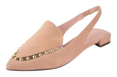 Cecelia New York Cleo Nude Embellished Elasticized Slingback Pointed Toe Flats