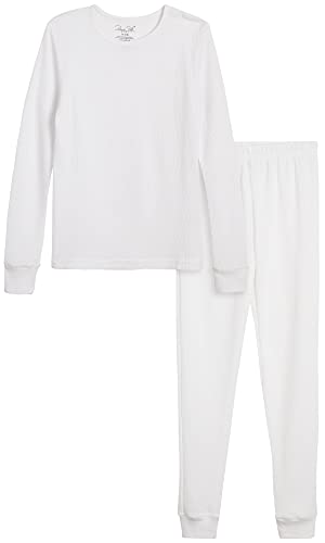 Rene Rofe Girls' Thermal Underwear Set - 2 Piece Waffle Knit Top and Long Johns (2T-16)