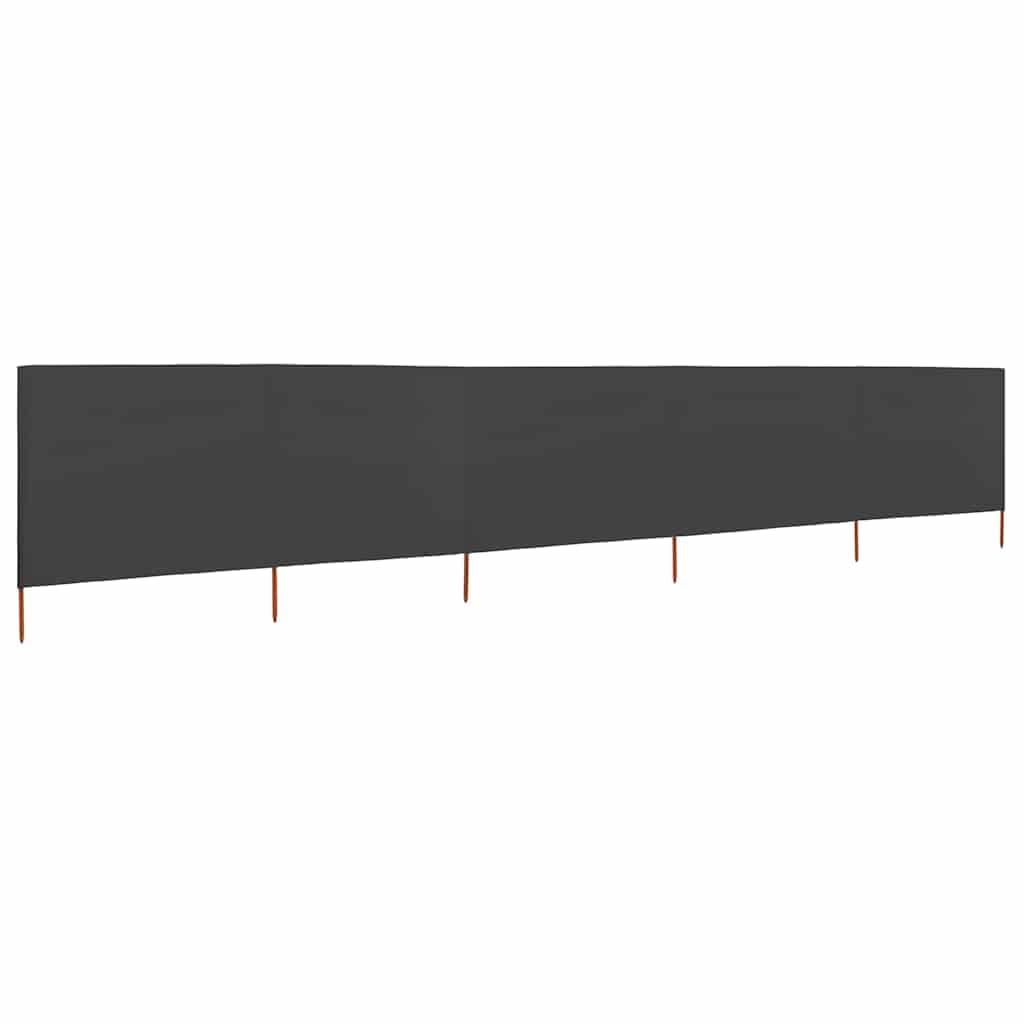 vidaXL Paravent 5 Panneaux Ecran de Plage Anti-Vent Abri de Plage Pare-Vue Coupe-Vent Camping Jardin Pliable Extérieur Tissu 600x160 cm Anthracite