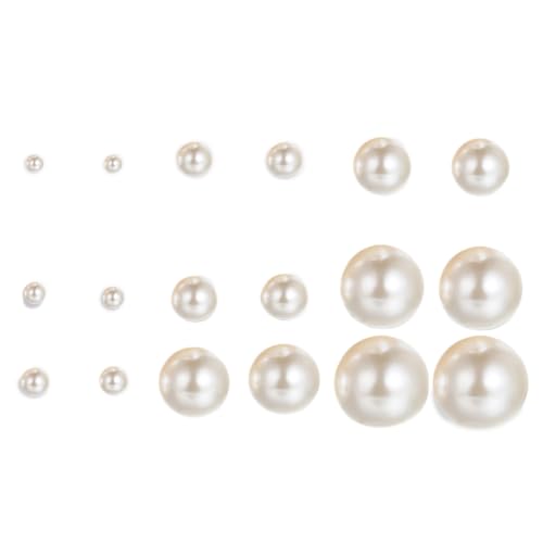 KSJEHW Pièces 9 Paires Boucles d'oreilles Perles Boucle d'oreille perles blanches Dames pour Femmes Perles d'eau Douce Blanches Oreille Bijoux(6-8mm)