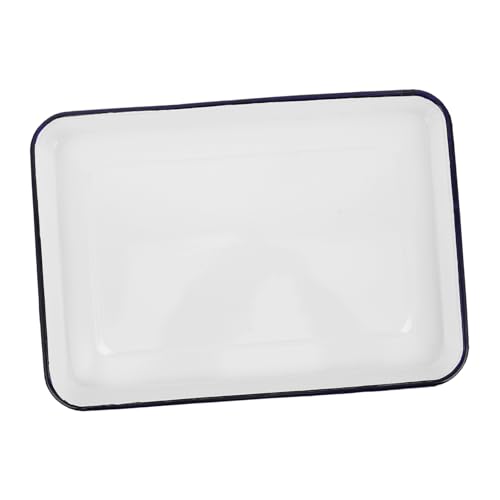 Cabilock Vintage Enamel Baking Pan Rectangle Shape Style for Bread Chicken Pie Dinner