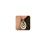 Awinesn Clip on Earrings for Women Two Tone Disc Earrings for Women Mix Color Statement Drop Dangle Earrings Jewelry Hypoallergenic Hammered 14K Gold Plated Earring Non Pierced Earring Jewelry Gifts Wedding Party (Ellipse)