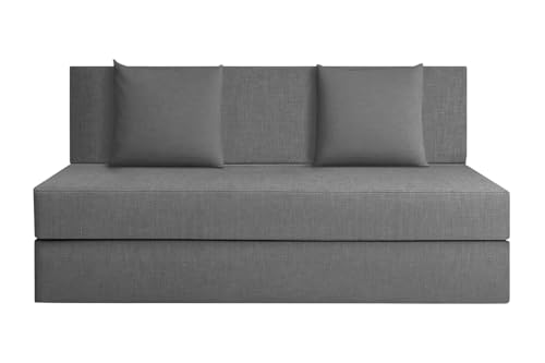 Image of Rosebell Lightweight Easy 2-Person Foldable Sofa Cum Bed Jute Fabric- Washable Cover- Including Cushion - Size 4' X 6' Ft (Grey) Perfect for Home & Office
