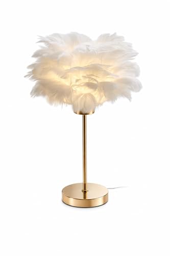 Générique Lampe de Table Plume Chambre Lampe De Chevet Créative Romantique Simple Moderne Veilleuse Chaude Lumière Décorative Plume Bureau Abat-Jour
