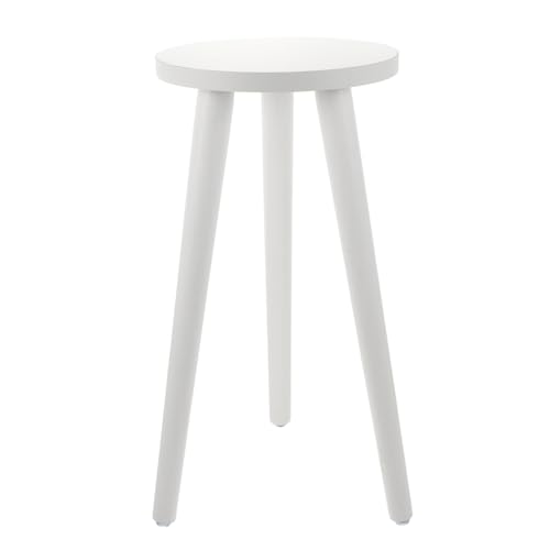 LOORGVEL Soporte de Madera para Plantas Interior Base Estable para Soporte Vertical para Decoración de Jardín Estante Pequeño Redondo para y Salón Patas Blancas de