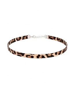 XUENMB Leopard Leather Choker Necklace Cheetah Print Necklace Adjustable Leather Choker Collar Soft PU Retro Goth Choke Animal Print Jewelry Gift For Women (brown)