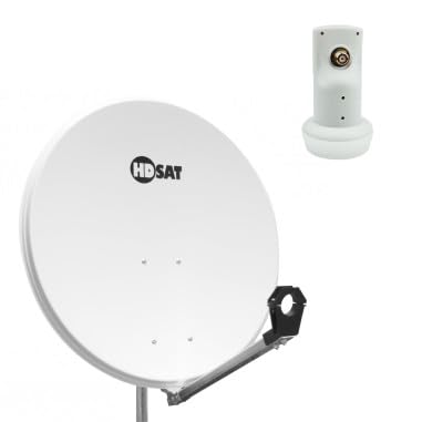 Pack HDSAT Parabole Satellite Acier 80cm + LNB Single HD 4K idéal Astra EUTELSAT