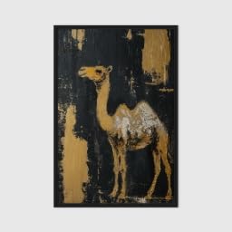 Toile de chameau abstrait 60x80cm pour relooker un mur de salon vide