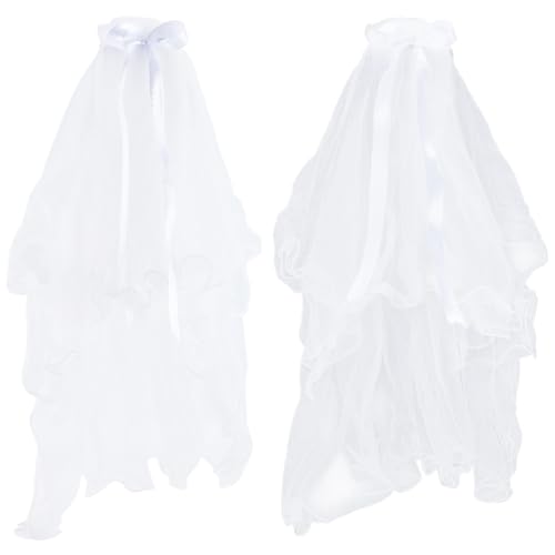 FREEBLOSS 2 Stück Hundehochzeitskleid Mit Schleife Hochzeitsschleier Hundehochzeitsoutfit Hunde Tutu Für Große Hunde Hochzeitskleid Für Hunde Weibliches Brautkostüm Haustier Hochzeitsschleier