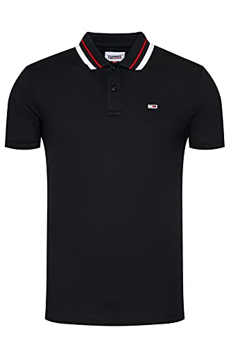 Tommy Jeans Men's TJM CLASSICS TIPPED STRETCH POLO Casual, Black, XXL