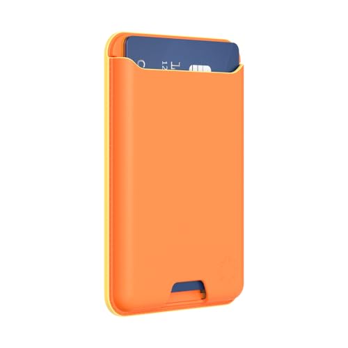 Image of PopSockets Phone Wallet Without Expanding Grip, Phone Card Holder, Wireless Charging Compatible, Wallet Compatible with MagSafe, Vegan Leather- Cateloupe