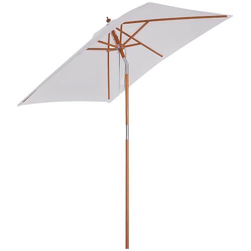 Outsunny Parasol de jardin extérieur Parasol rectangulaire inclinable bois polyester haute...