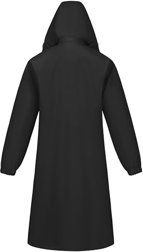 CREATMO US Women's Long Waterproof Rain Coats Lightweight Rain Jacket Packable Windbreaker with Removable Hood2
