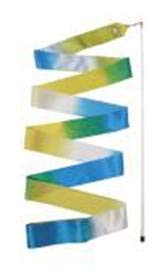 Rhythmic Gymnastic Ribbon (6m Length) with White Fibreglass Stick (58cm) Combo (Tricolor (White Blue Yellow))-image-34