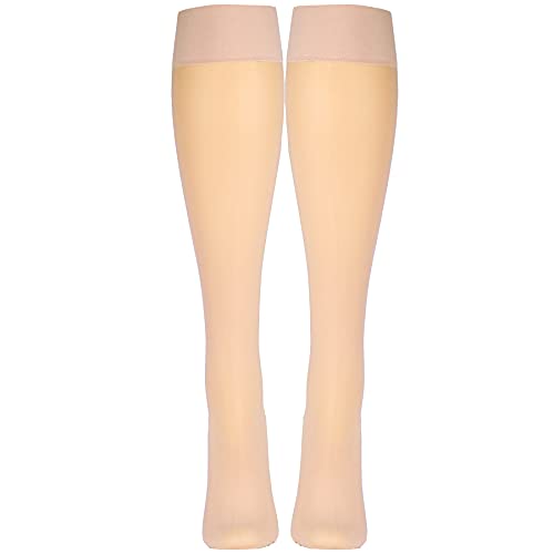 Image of Truform Sheer Compression Stockings, 20-30 mmHg, Women's Knee High Length, 30 Denier, Beige, X-Large