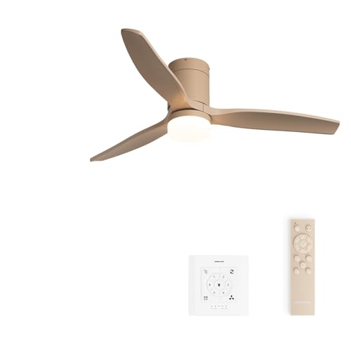 CREATE / WINDCALM M/Ventilador de techo con luz arena con controlador y mando / 40W, Temporizador Ø132 cm, 6 velocidades, 3 temperaturas de luz, función verano-invierno
