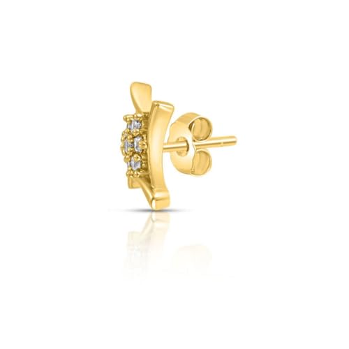 Image of ZAVYA 925 Sterling Silver Cubic Zirconia Circular Gold Plating Earrings | | Gift for Women and Girls | With Certificate of Authenticity and 925 Hallmark
