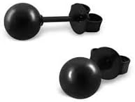 Stainless Steel 3mm Small Round Black Ball Stud Earrings for Women, Men, Teens