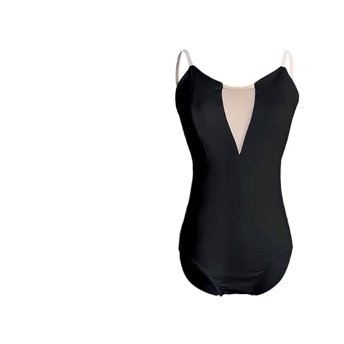 Justaucorps de ballet danse femme gymnastique costume décolleté V profond noir