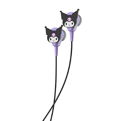 Hello Kitty 2-in-1 Wireless Bluetooth Headphones with Wired Earbuds Foldable Over-Ear Headset with Built-in Mic, AUX Cable, Adjustable Headband, and Onboard Controls Kuromi