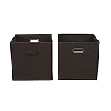 Household Essentials 2 Pack Open Storage Bins with Dual Handles, 13 x 12 x 13, Chocolate Brown