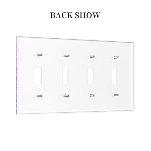 Decorative Switch Plate Covers Gillter Purple Pink Blue Gradient Sparkle 4 Gang Light Switch Cover Plate Quad Toggle Wall Plate Light Switch Covers for Bedroom Home Decor