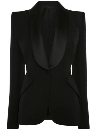 Women's Shawl Lapel Tuxedo Blazer Single Breasted Suit Jacket for Formal Party
