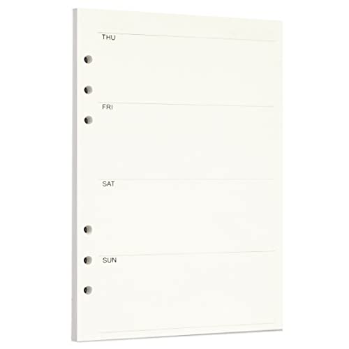 Image of Zelten Loose Leaf Punched Paper Refills Paper for 6 Hole Binder Personal Organizer Diary Notebook Refillable Planner (Weekly Planner,A5 /6 Hole)