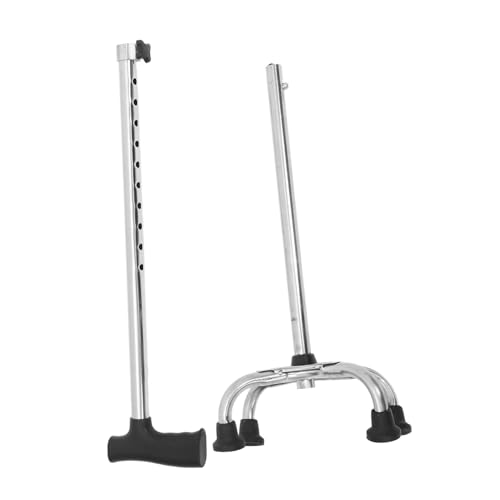 ERINGOGO Bastón Ajustable para Hombres y Mujeres con Base Plana de Cuatro Puntas Antideslizante y Estable Bastón de Acero Inoxidable para Mayores y Uso Exterior