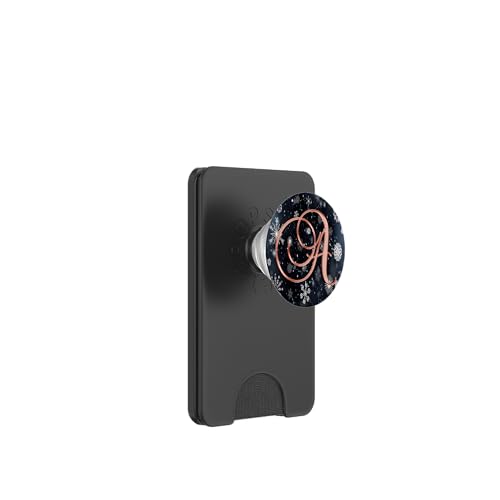 A Pink Snowflakes Winter Snow Monogram Initial Letter Name PopSockets PopWallet para MagSafe