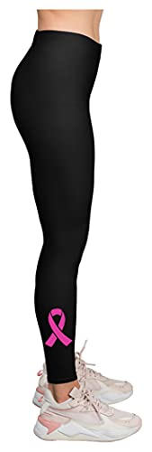 Tstars Warrior Breast Cancer Awareness Leggings Womens Workout Yoga Pants Pink Ribbon Legging Tights for Women