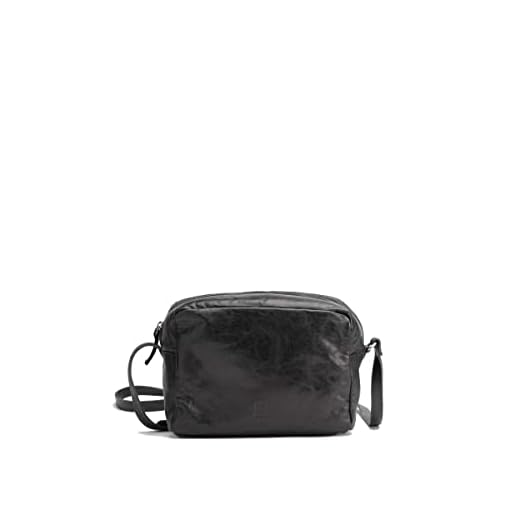 BIBA Bolso de Mujer de Cuero Genuino, Bolso Bandolera Leather Atlanta Winter ATW2LO, Asa Larga, Cierre con Cremallera, Piel de Cabra Legítima, Color Negro