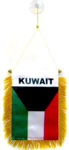 AZ FLAG - Kuwait Mini Banner - 6'' x 4'' - 100% Polyester Kuwaiti Small Pennant for Car - Double-sided Flag with Suction Cup Hanger