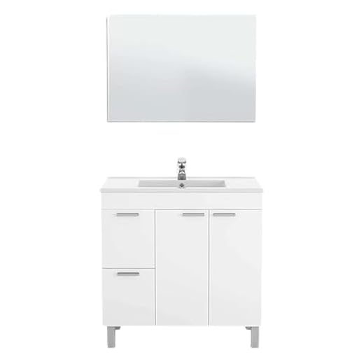 ARKITMOBEL Mueble de baño con Espejo Sabela 80x45 cm Color Blanco Brillo SIN lavamanos