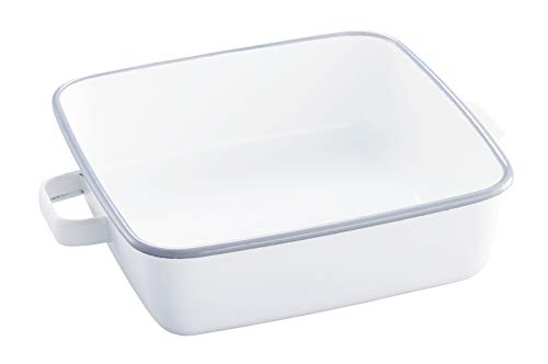 365methods Fuji Hollow Oven Dish White x Light Gray Square 1.8L YY-HA.W