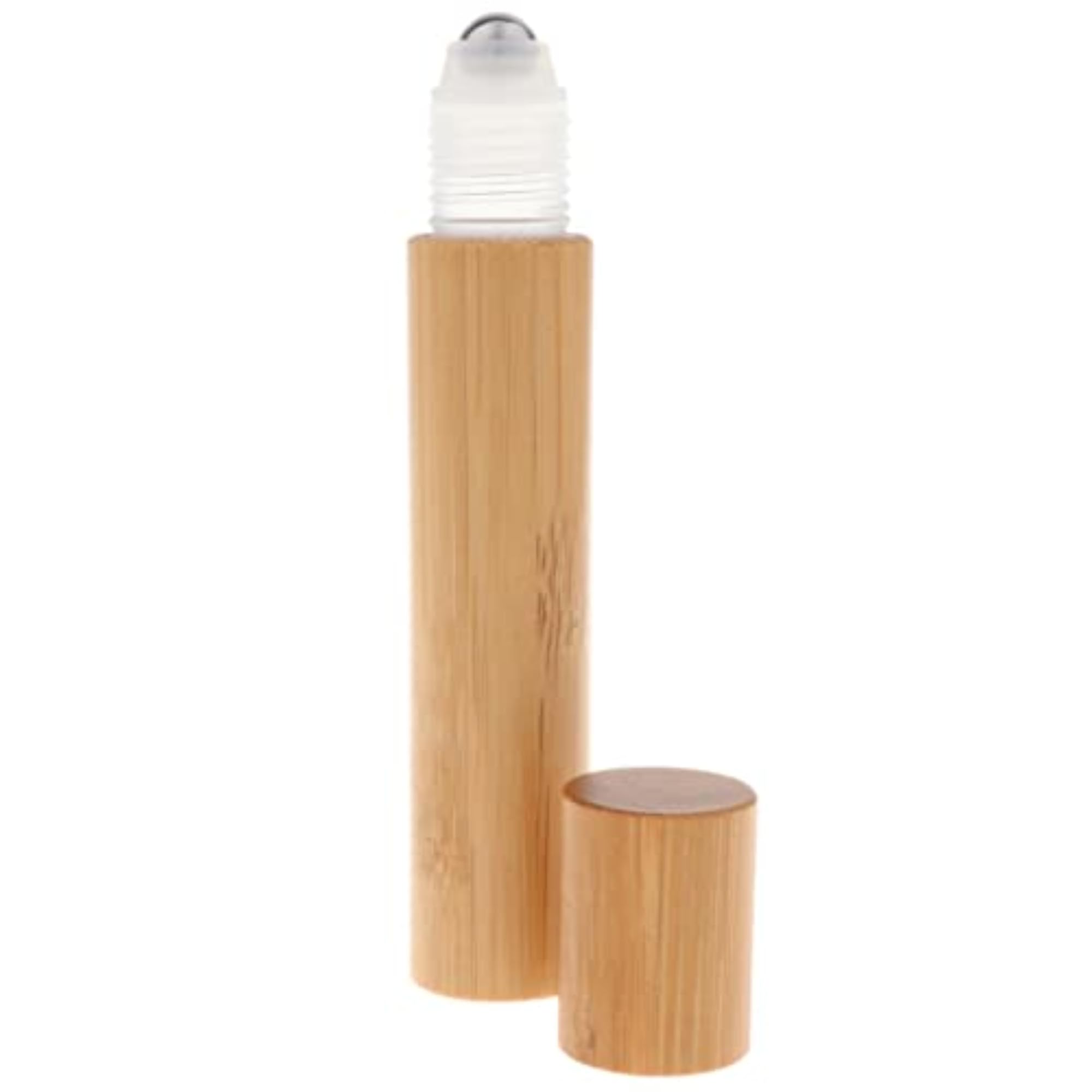 2x Bamboo Refillable Empty Essential Oil Makeup Roll On Bottles