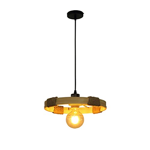 Suspension cercle anneau bambou E27 avec hauteur ajustable pour couloir
