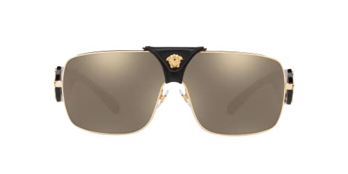Versace Man Sunglasses Gold Frame, Light Brown Mirror Gold Lenses, 0MM4