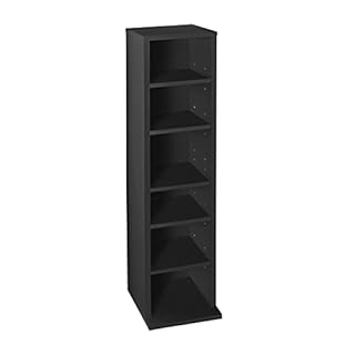 Lillyvale DVD Storage Tower Rack 102 CD unit shelf organiser archieve wood black White (Black)
