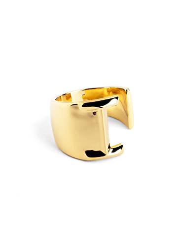 Miniatura 7 de SINGULARU - Anillo Personalizado Letter Signet. Macizo Ajustable. Latón con Acabado Baño de Oro de 18 Kt. Talla Unica. Joyas para Mujer. Letra A-Z