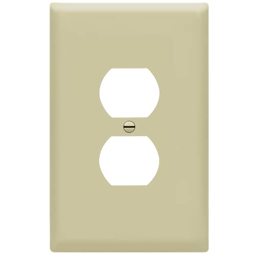 Image of ENERLITES Duplex Receptacle Outlet Wall Plate, Jumbo Electrical Outlet Cover, Gloss Finish, Oversized 1-Gang 5.51 inch x 3.50 inch, Polycarbonate Thermoplastic, 8821O-I, Ivory