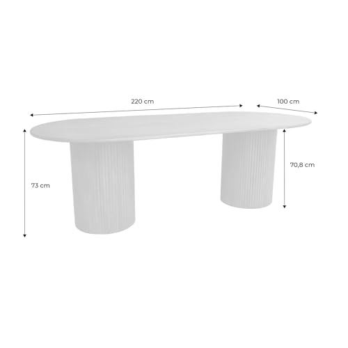 Tavolo Da Pranzo Ovale In Legno Di Hevea E Impiallacciatura Di Rovere - 3