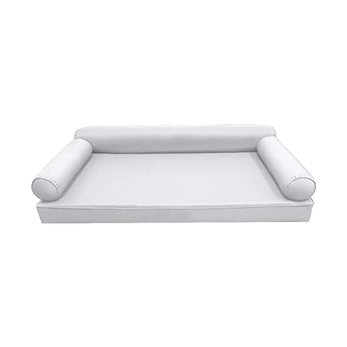 Prolinemax Style6 Crib Size 4PC Pipe Trim Outdoor Daybed Mattress Cushion Bolster Pillow Slip Cover Complete Set AD105