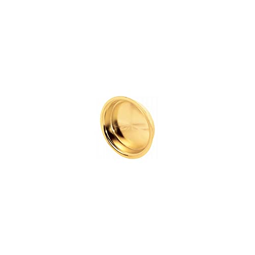 Prime Line N 6699 Tiradores de Embutir para Puertas Correderas de Clóset, Acero con Baño de Latón Brillante, Redondos de 2-1/8 pulg., Paquete de 2 - Cantidad 6 miniatura 2