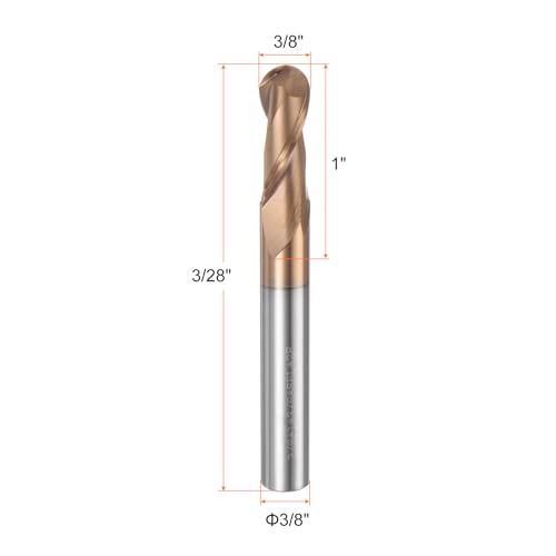 Image of HARFINGTON Ball Nose End Mill 2 Flute 3 /8 inch Diameter 3 /8 inch Shank Tungsten Carbide Spiral CNC Router Bits 1 inch Cutting Length Single End Ball Cutting Tool for Carving Engraving Grinding