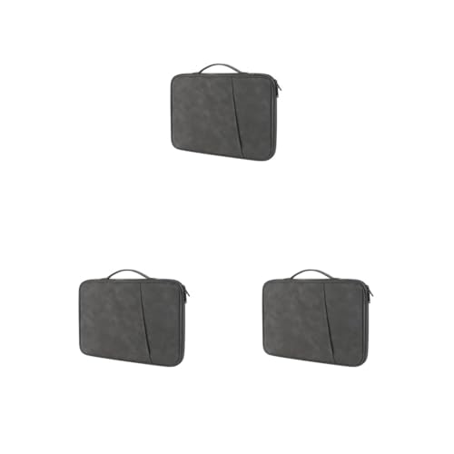 3のセットラップトップバッグ 大型ノートブック コンピュータスリーブ ハンドバッグ バッグ ケース ユニバーサル 女性 旅行 オフィス ビジネス 仕事 ダークグレー12.9-13インチ, 濃い灰色