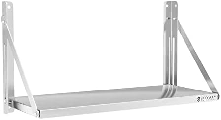 Royal Catering Mensola Pieghevole A Muro In Acciaio Inox - 120x45 Cm, Portata 40 Kg - Design A Barre Per Cucina, Ristorante, Officina