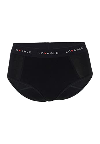 Lovable Slip Alto da Ciclo Mestruale Flusso Abbondante Period Panties Donna, Nero, M - 5