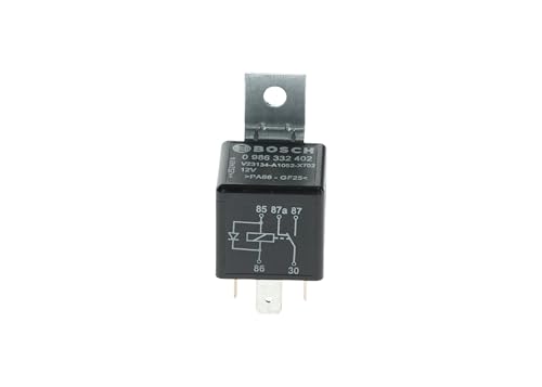 Safety Recall V62 - Fuel Pump Relay - 2011-2013 Dodge Durango & Jeep Grand Cherokee 7 BOSCH 0986332402 Change Over Mini Relay with Integral Mounting Bracket - 5 Pins, 12V DC, 30/20 Amp - Single