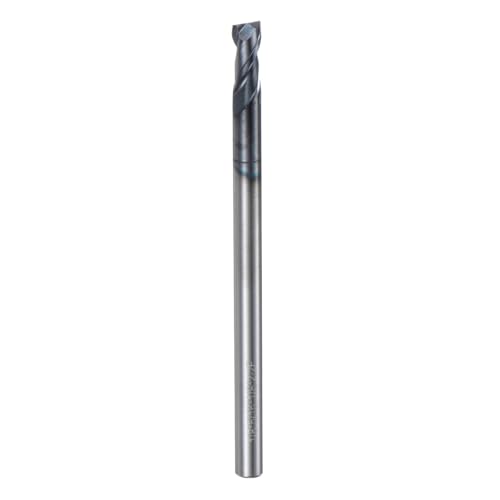 Image of uxcell Carbide Square End Mill, 1 /8 inch Diameter AlTiN Coated 2 Flutes Milling Bit Cutter, for Aluminum Copper Non-Ferrous Metal, 1 /8 inch Shank 5 /16 inch Cut Length 2 inch Long